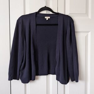 Talbots Navy Blue Open-Front Cardigan Sweater Size 1X Cotton Blend Preppy Casual